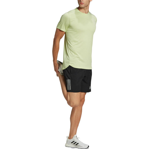 Футболка Men's adidas Solid Color Logo Sports Round Neck Short Sleeve Acid Green T-Shirt, мультиколор — фото 2