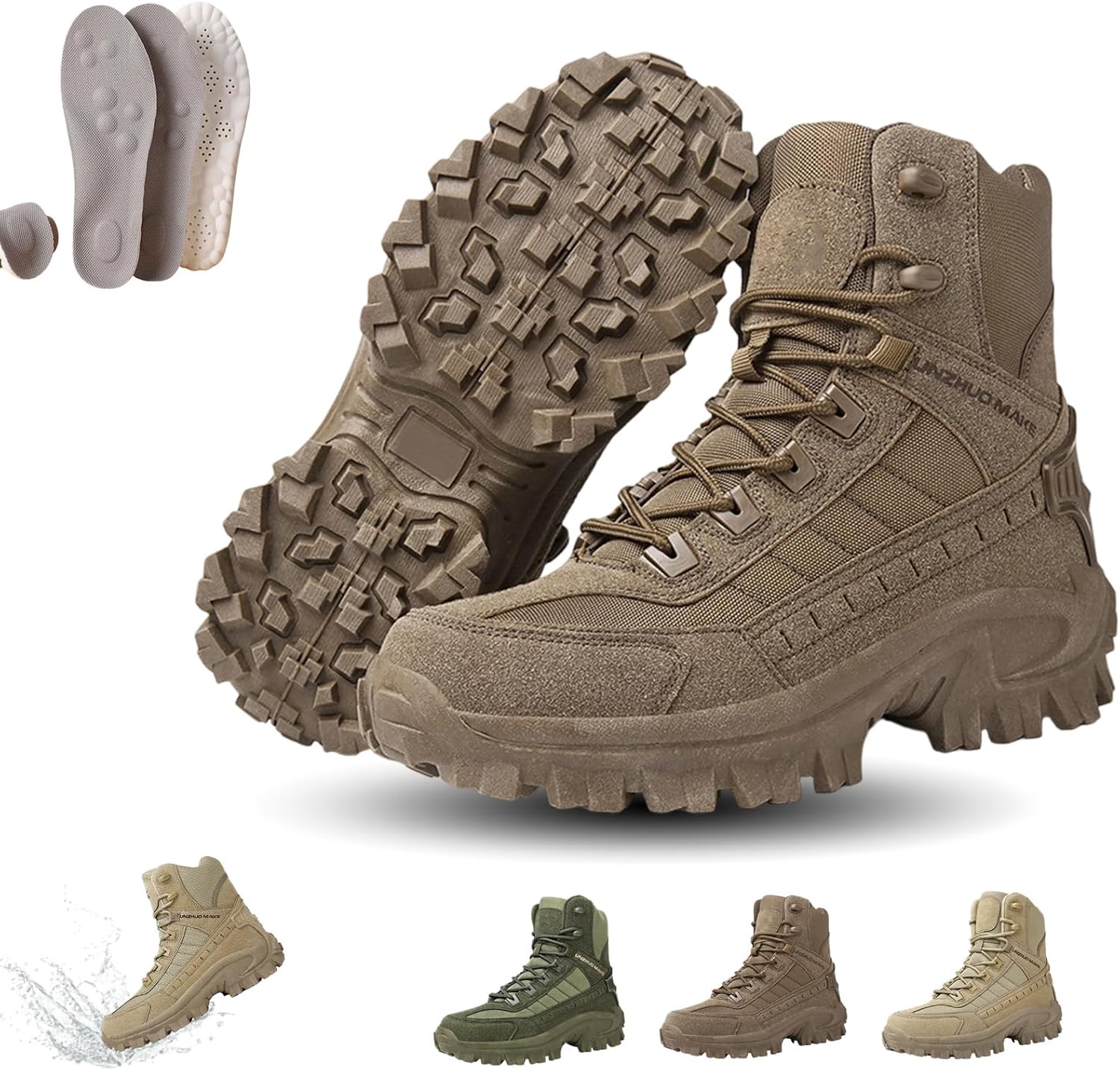 

Ботинки SXZUIAL, мужские ортопедические с поддержкой, защищенные от проколов, водонепроницаемые, противовывихные туристические ботинки, коричневый