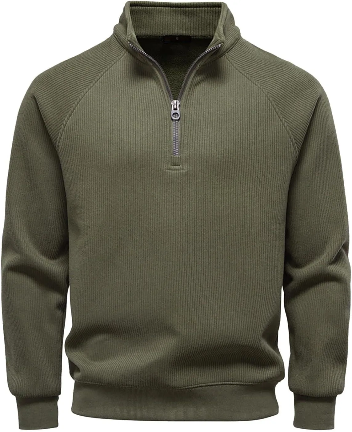 

Мужской полузастегивающийся свитер с воротником стойкой — уютный свободный вязаный пуловер с рукавом реглан Cambkatl