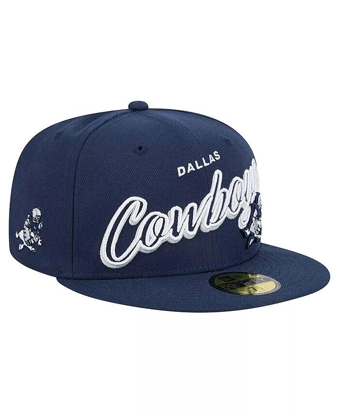 

Мужская темно-синяя шляпа Dallas Cowboys Script Sided 59FIFTY Fitted Hat New Era