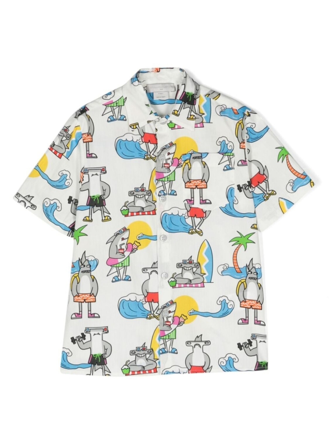 

Stella McCartney Kids рубашка с принтом Shark, белый