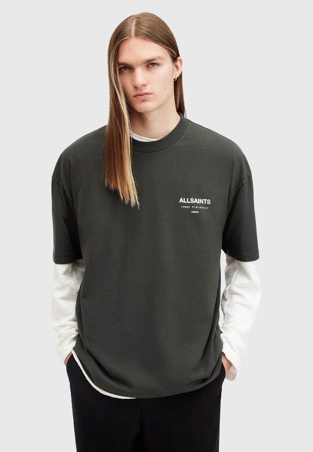 

Футболка с принтом UNDERGROUND CREW AllSaints, темно-зеленый