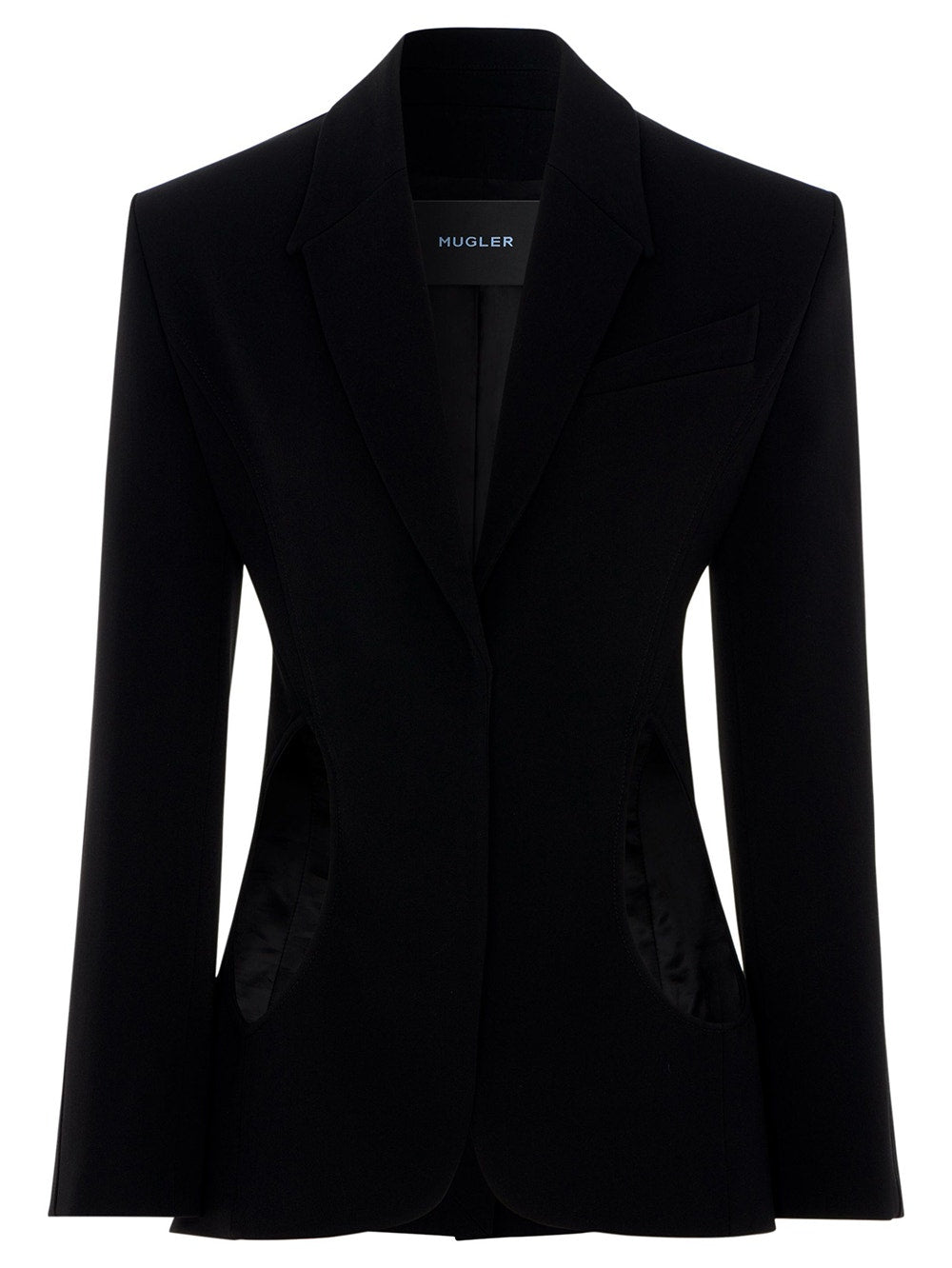 

Черный пиджак с застежкой на манжеты и пуговицами Mugler