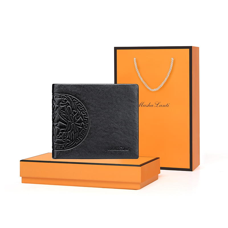 

Кошелек из натуральной кожи крупного рогатого скота с отделением для монет и купюр MashaLanti, черный горизонтальный