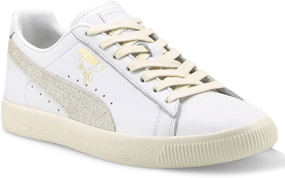 Мужские кроссовки PUMA Clyde Base с шнуровкой, белый/слоновая кость/золотой — фото 2