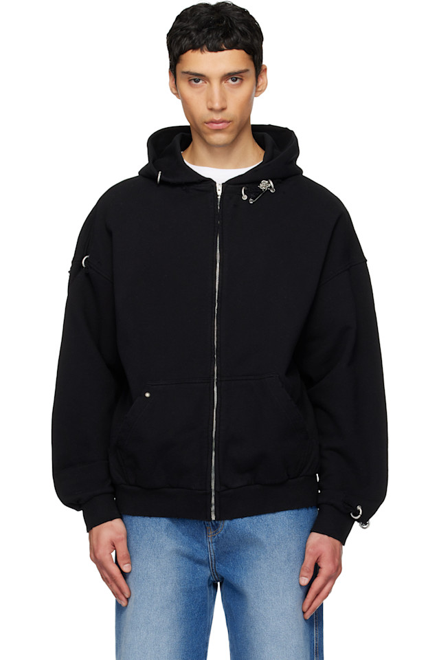 

Толстовка на молнии с рисунком розы и пирсинга We11Done, черный