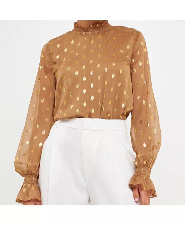 

Женская шифоновая блузка в горошек endless rose, коричневый/бежевый