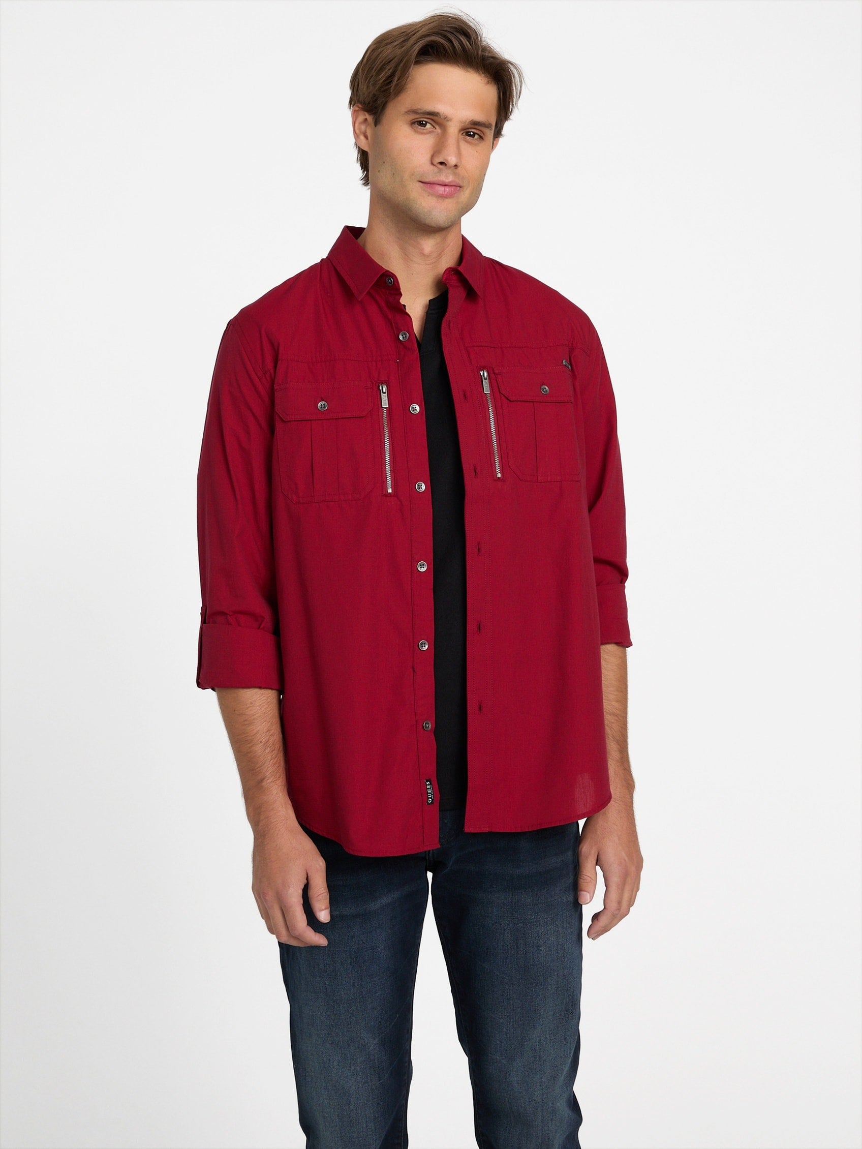 

Рубашка Larry с карманом на молнии Guess Factory, цвет varsity red