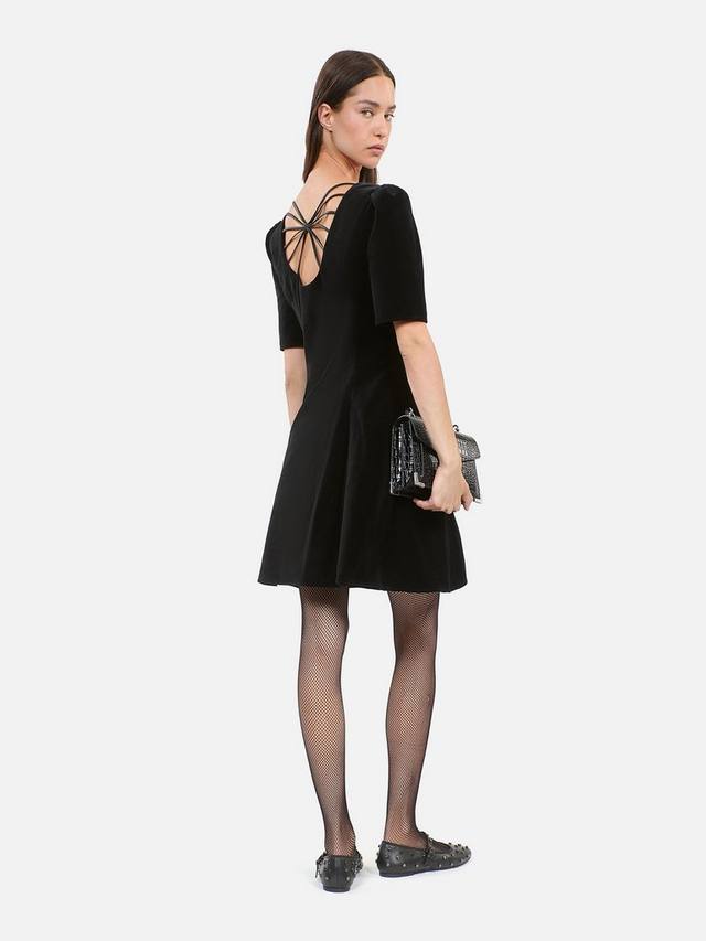 

Бархатное мини-платье с заклепочным вырезом THE KOOPLES, черный