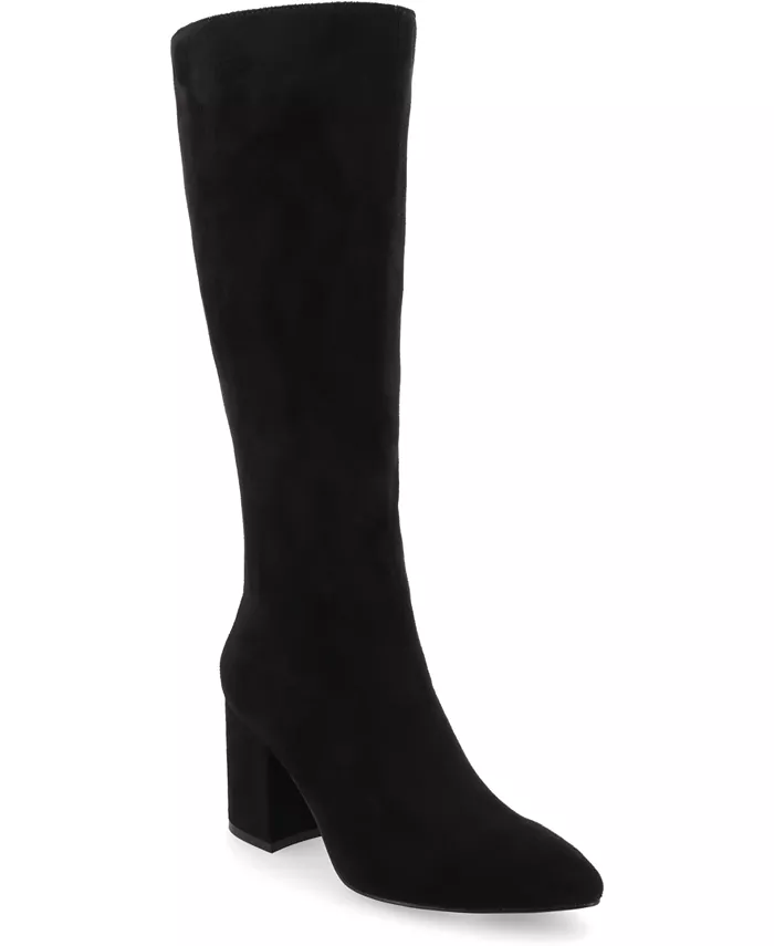 Женские сапоги Ameylia Wide Width на блочном каблуке до колена Journee Collection, черный