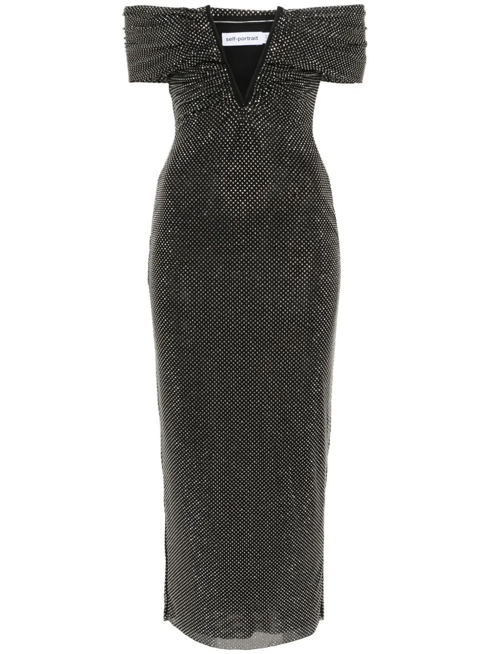 

Платье макси со стразами Self-Portrait, черный