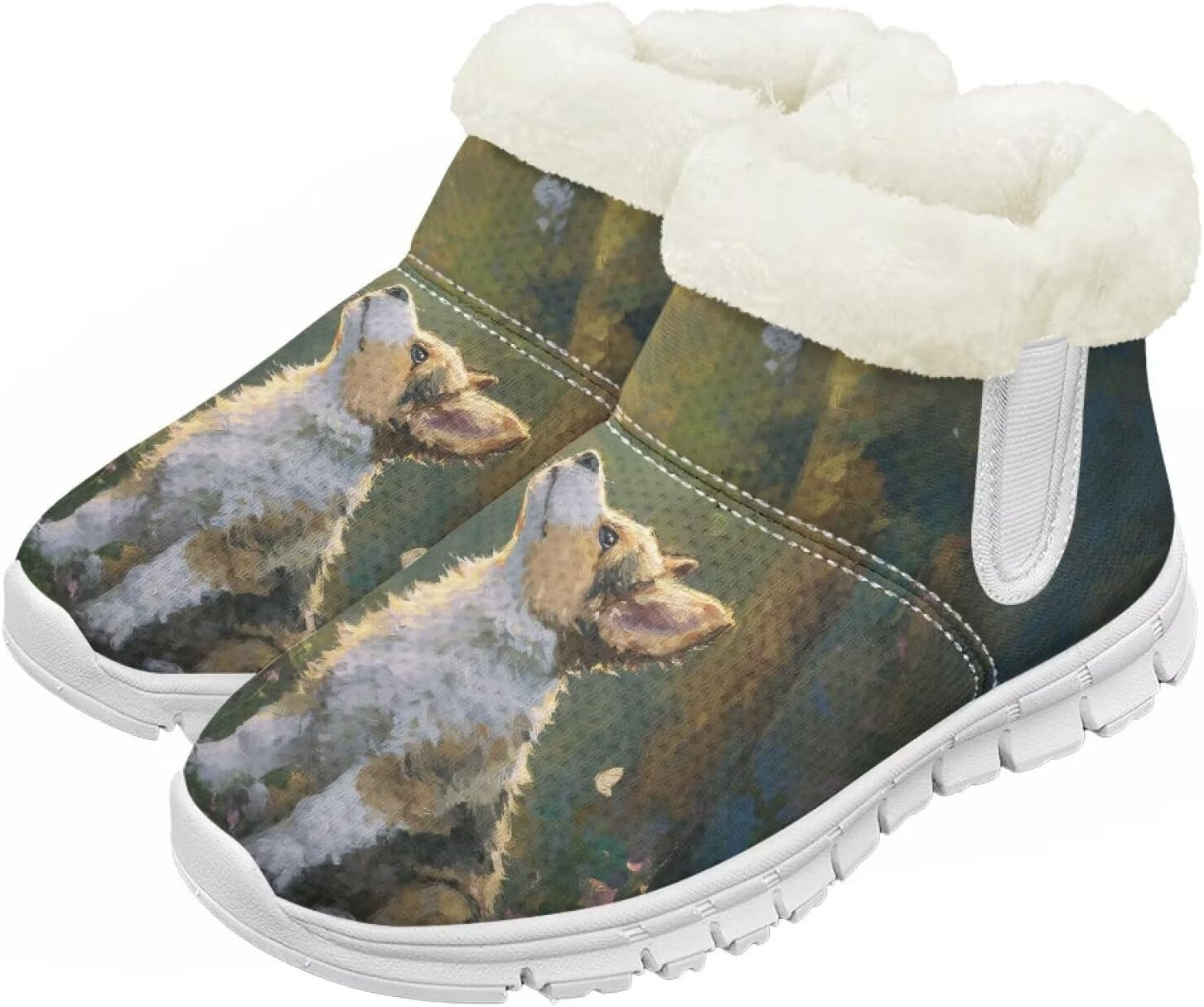 

Pzuqiu Зимние ботинки для девочек и мальчиков, ботильоны для детей с теплым мехом, противоскользящие, для прогулок, белая подошва