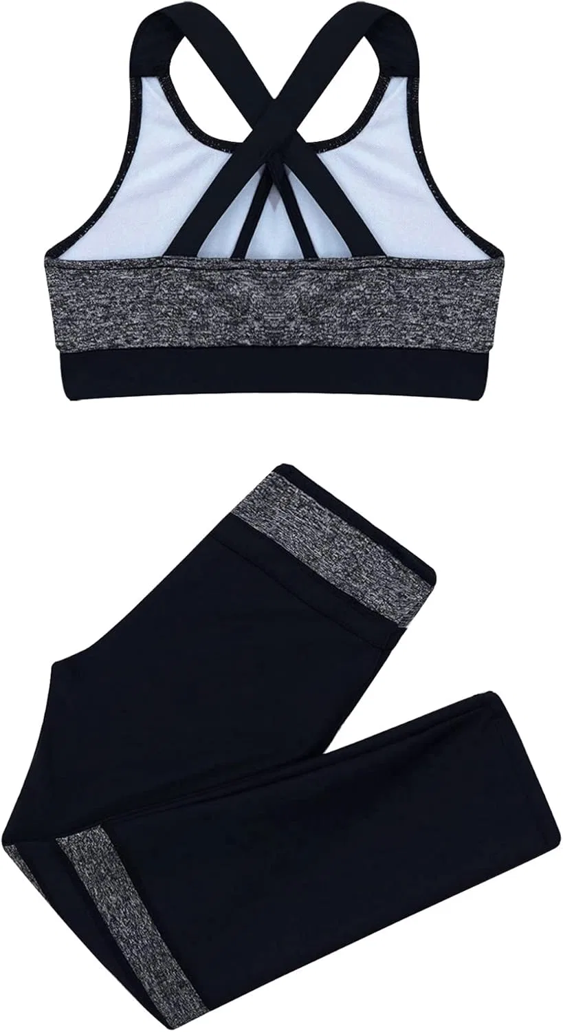 Детский спортивный костюм Choomomo, топ и леггинсы, Black&grey — фото 4