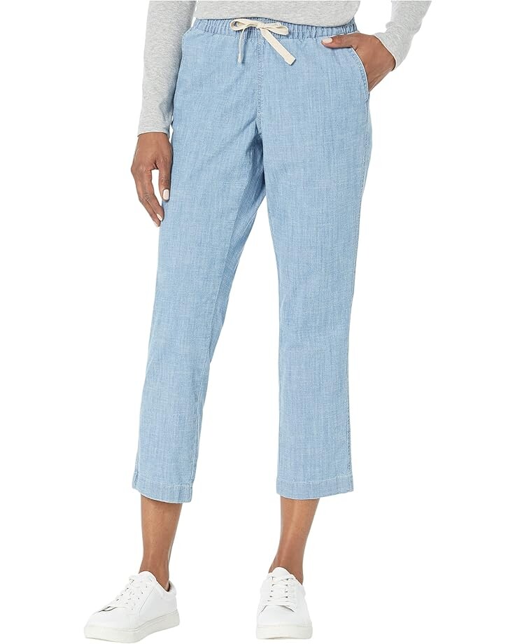 

Брюки L.L.Bean Petite Lakewashed Chino Pull-On Chambray Ankle, цвет Chambray