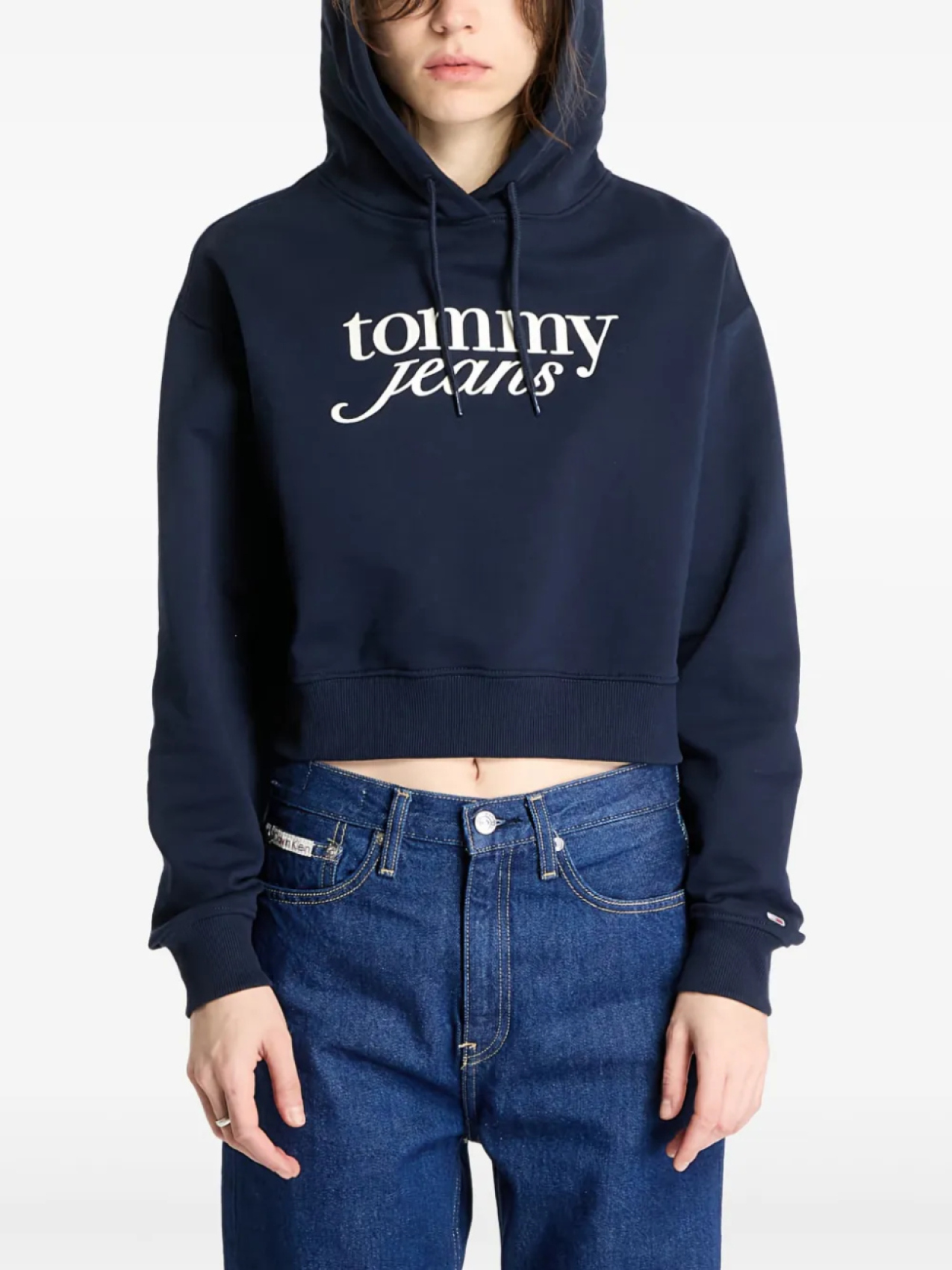 

Укороченная толстовка с капюшоном Tommy Hilfiger, синий
