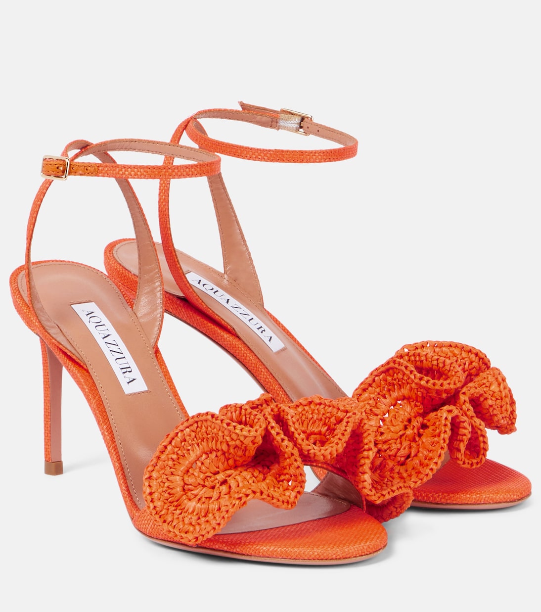 Тропические ночи 85 сандалии из рафии Aquazzura, оранжевый