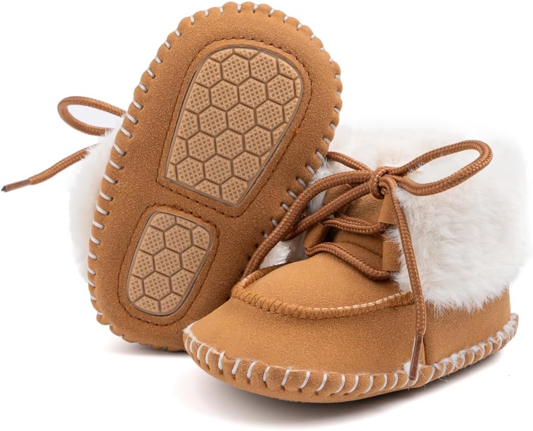 

Детские универсальные теплые ботинки с меховой подкладкой, мягкие, зимние для малышей, с нескользящей резиновой подошвой, зимние пинетки для малышей Zoolar, A4/Brown