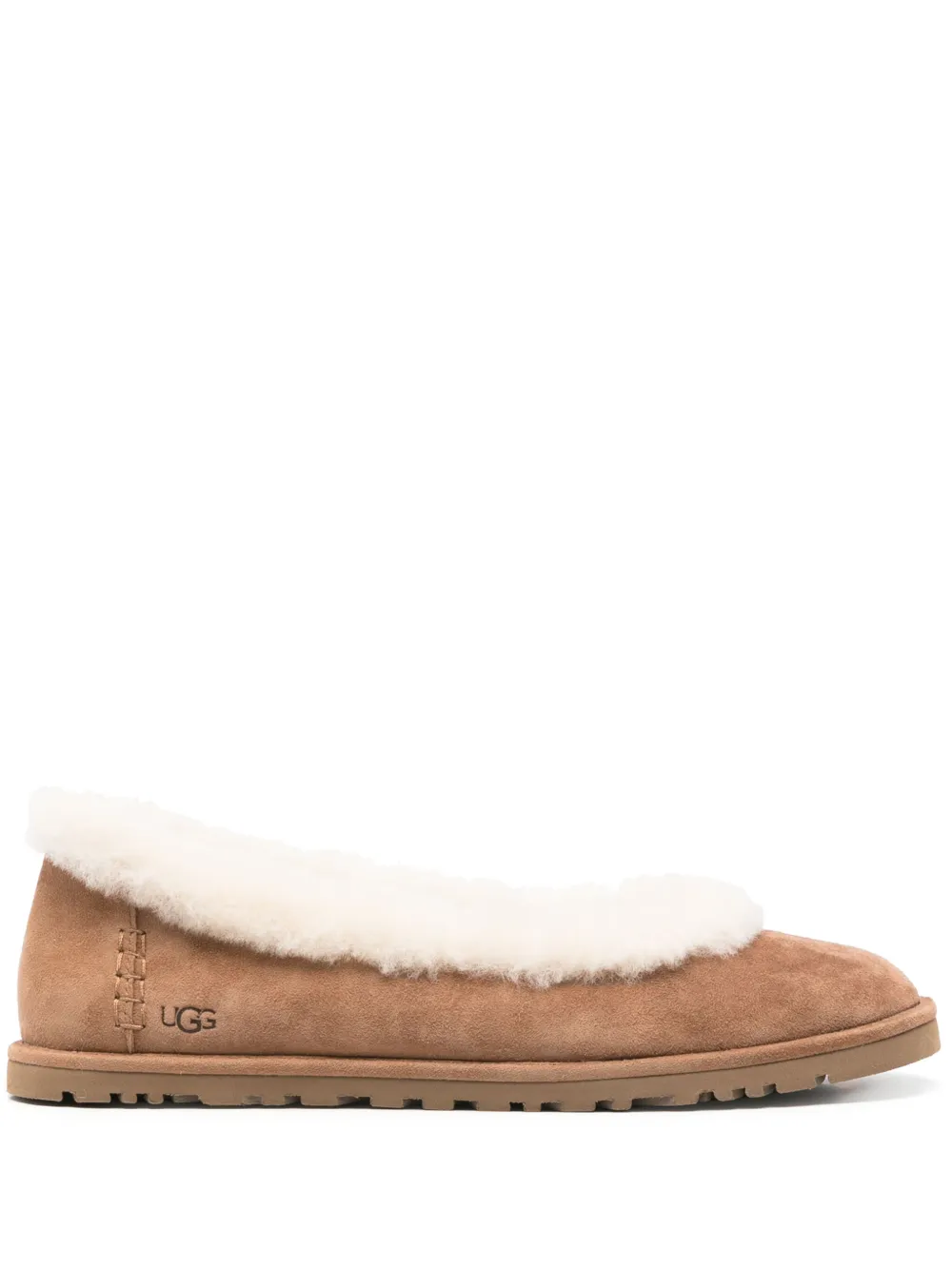 Балетки с меховой отделкой Ugg, коричневый