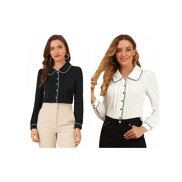 

2 упаковки женской блузки с воротником питер пэн Inspire Chic, Black White