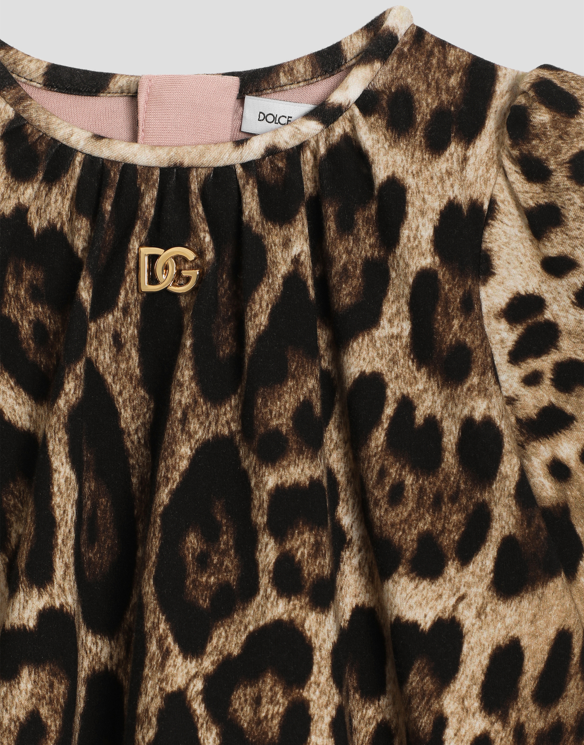 Платье из интерлока с леопардовым принтом DOLCE & GABBANA, мультиколор — фото 4