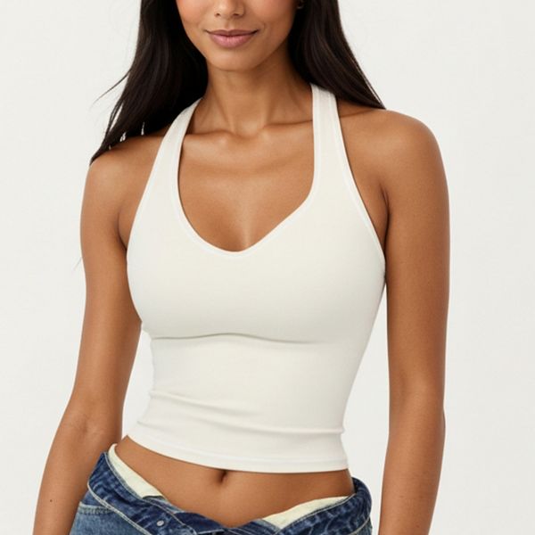 

Женский топ без рукавов с контрастной отделкой и гладкой эластичной тканью Anna-Kaci, Light Beige