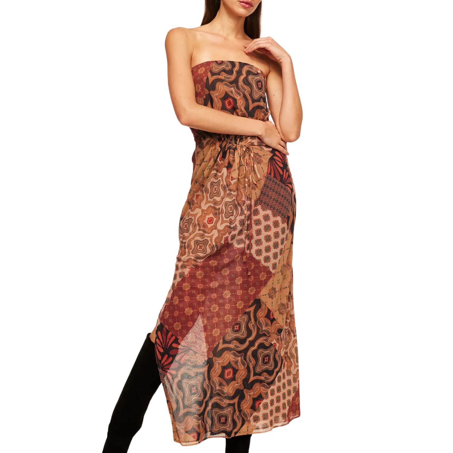 

Платье макси Mariah без бретелей из шифона в стиле пэчворк Misa Los Angeles, Patchwork Chiffon