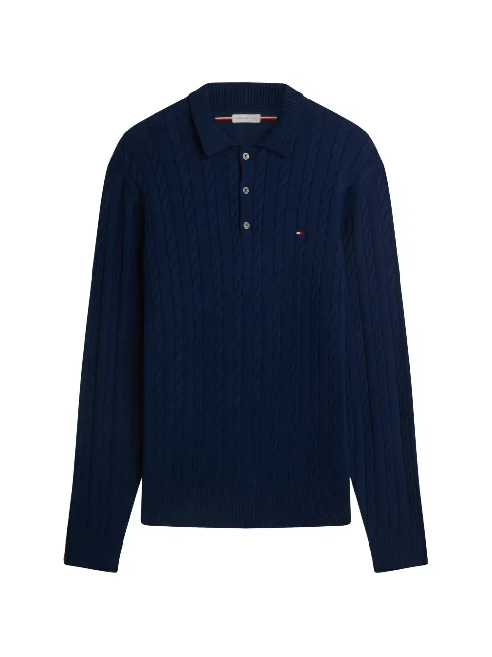 Свитер-поло с узором косы Tommy Hilfiger, синий