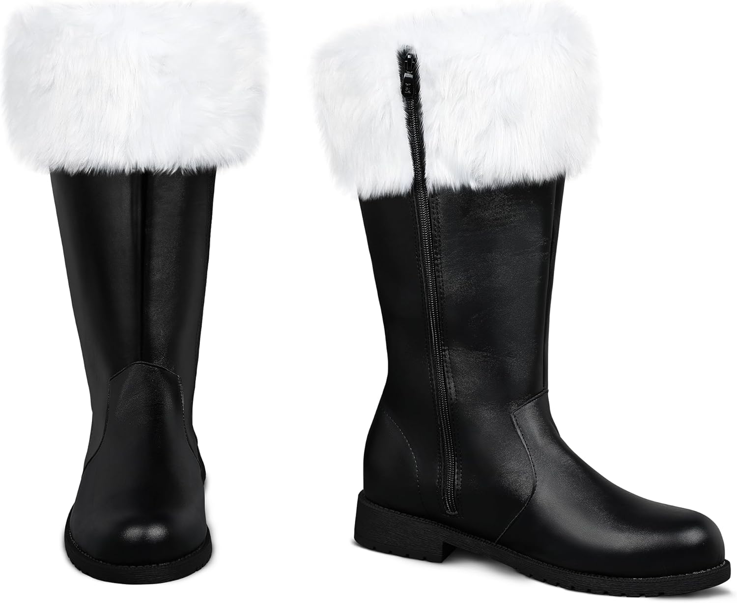 

Рождественские сапоги Санта для мужчин, сапоги Санта-Клауса для взрослых с широкой голенью и белым мехом Fancyfun