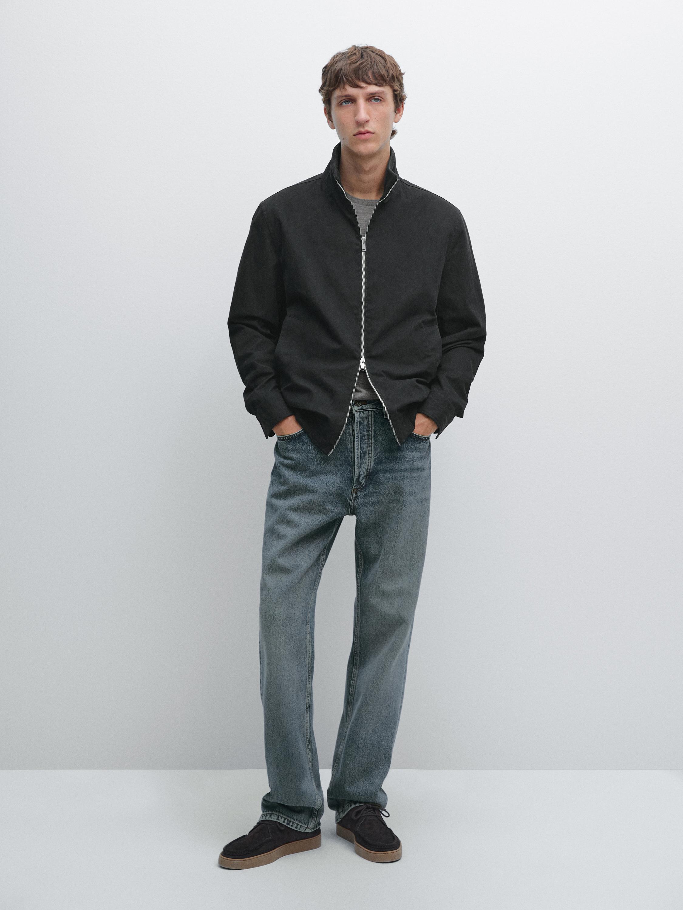 

Куртка с персиковым эффектом и нашивками на локтях Massimo Dutti, темно-синий