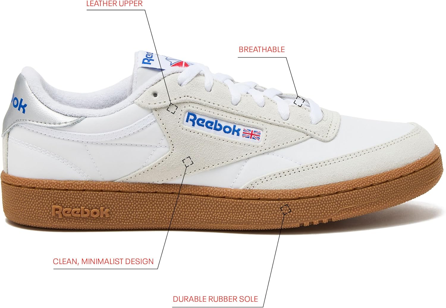Мужские кроссовки Reebok Club C 85, повседневная спортивная обувь белого цвета для мужчин — фото 2