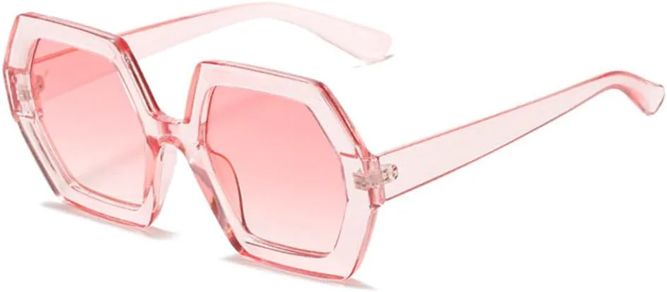 

Квадратные солнцезащитные очки для женщин, большие солнцезащитные очки для женщин, элегантные многоугольные очки, защита от ультрафиолета UV400 generic, C5pink-black