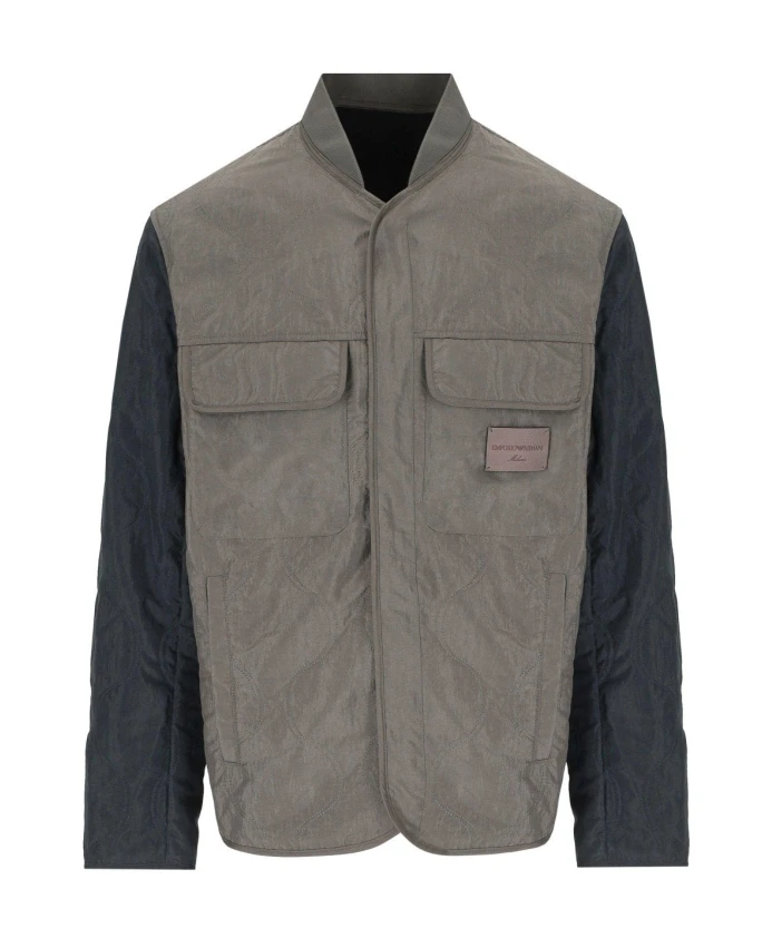 

Стеганая нейлоновая куртка-бомбер темно-синего цвета Emporio Armani, зеленый