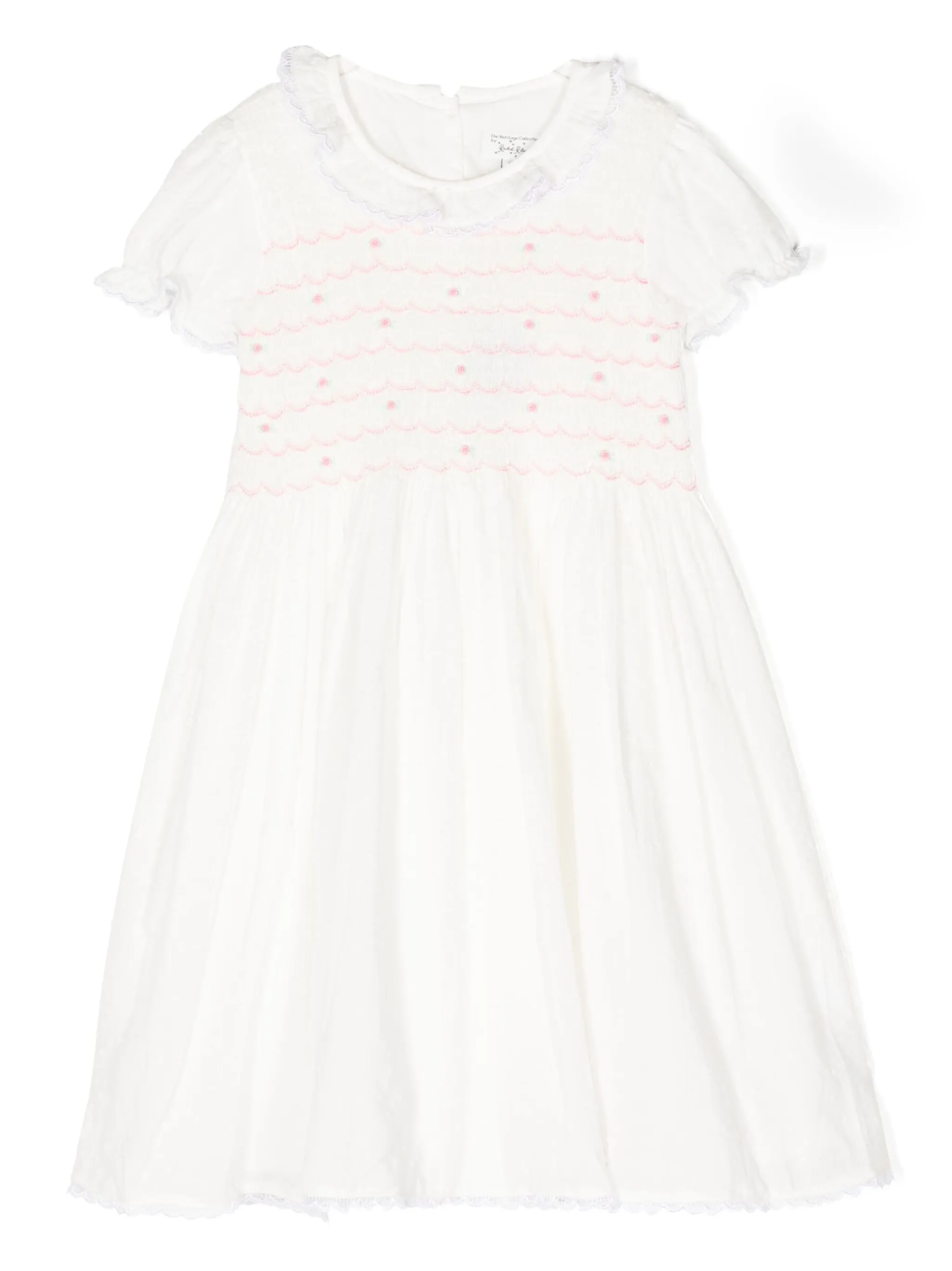 

Платье с короткими рукавами и цветочной вышивкой Rachel Riley, белый