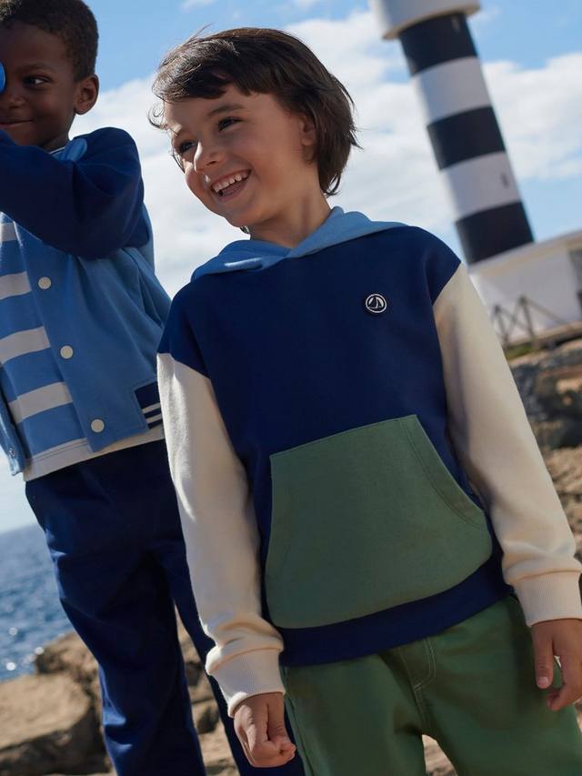 Детская хлопковая худи с цветными блоками Petit Bateau, Medieval/Multi — фото 4