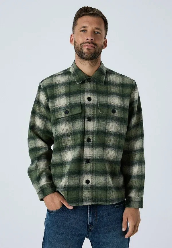 Куртка Regular fit check borg lined light jacket Next, зелёный