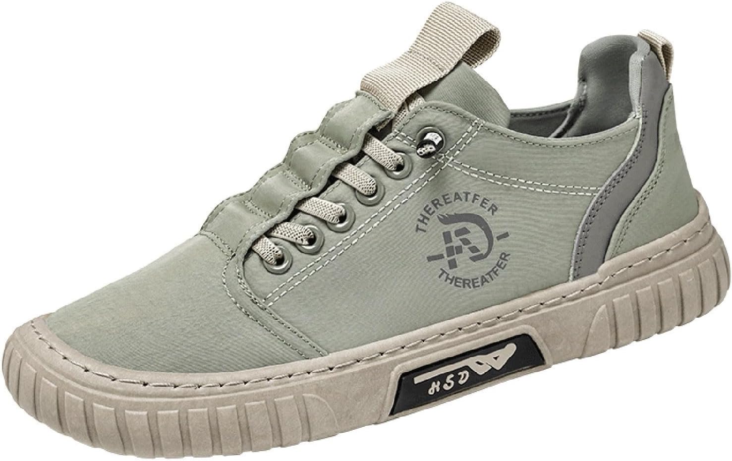 

Мужские низкие дышащие повседневные кроссовки из холщовой и кожаной обуви Generic, зеленый