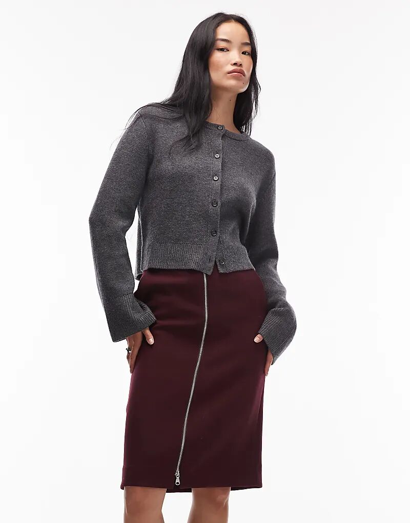 

Юбка ARKET длиной до колена с застежкой-молнией бордового цвета