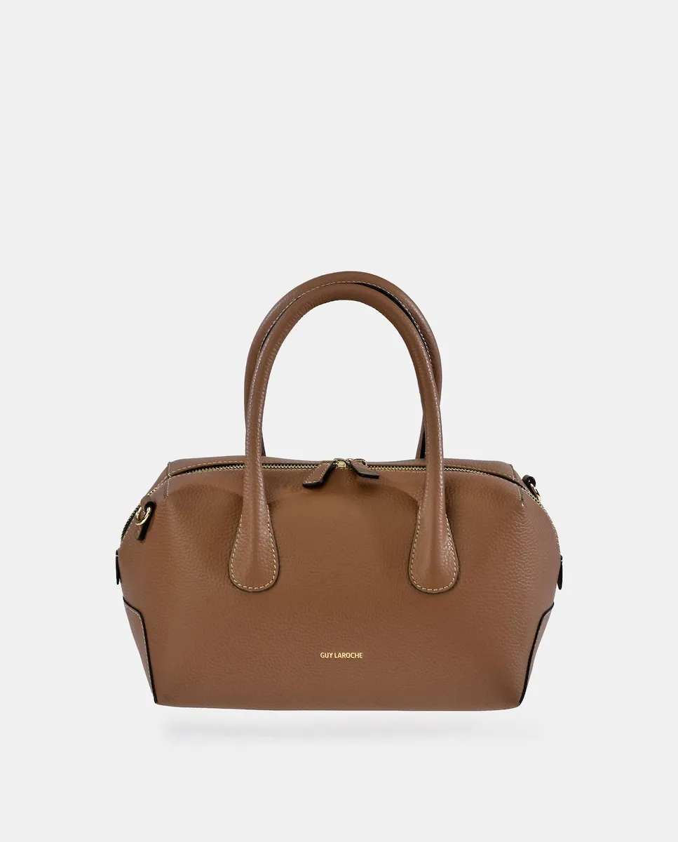 

Кожаная сумка для боулинга с двумя ручками и плечевым ремнем Guy Laroche, песочный