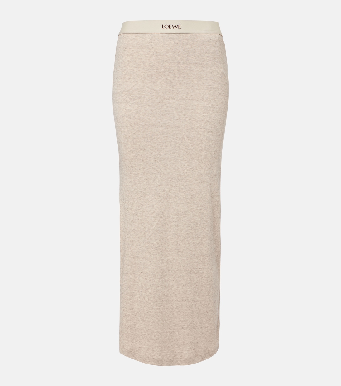 

Хлопковая и шерстяная макси-юбка с логотипом Loewe, Beige Melange