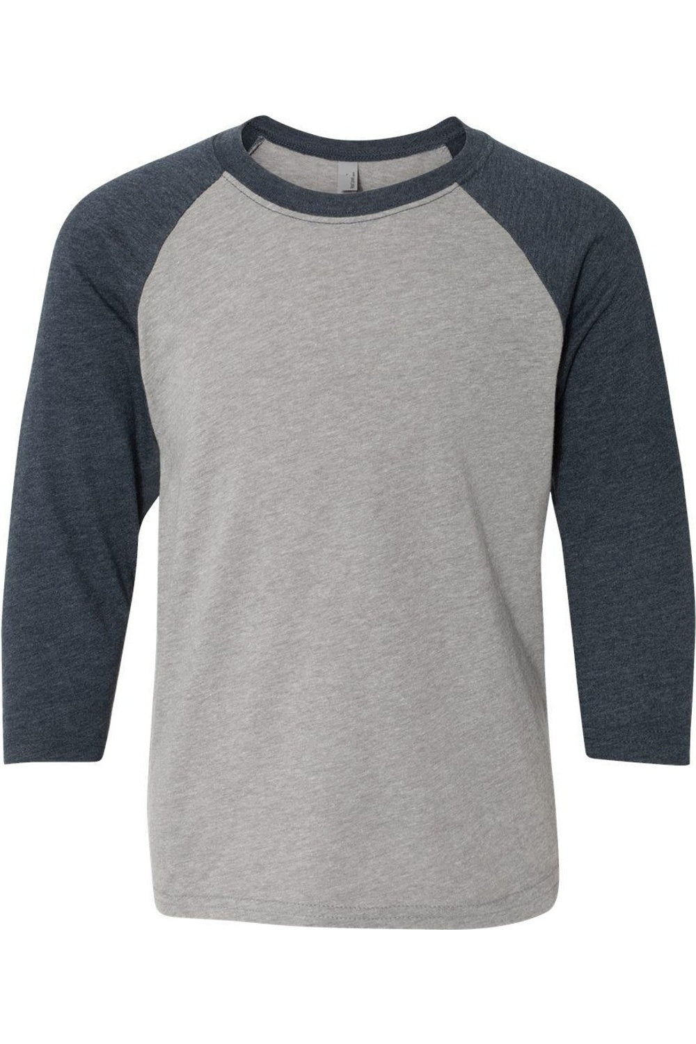 

Футболка Next Level Youth CVC с рукавом три четверти реглан, темно-синий/серый