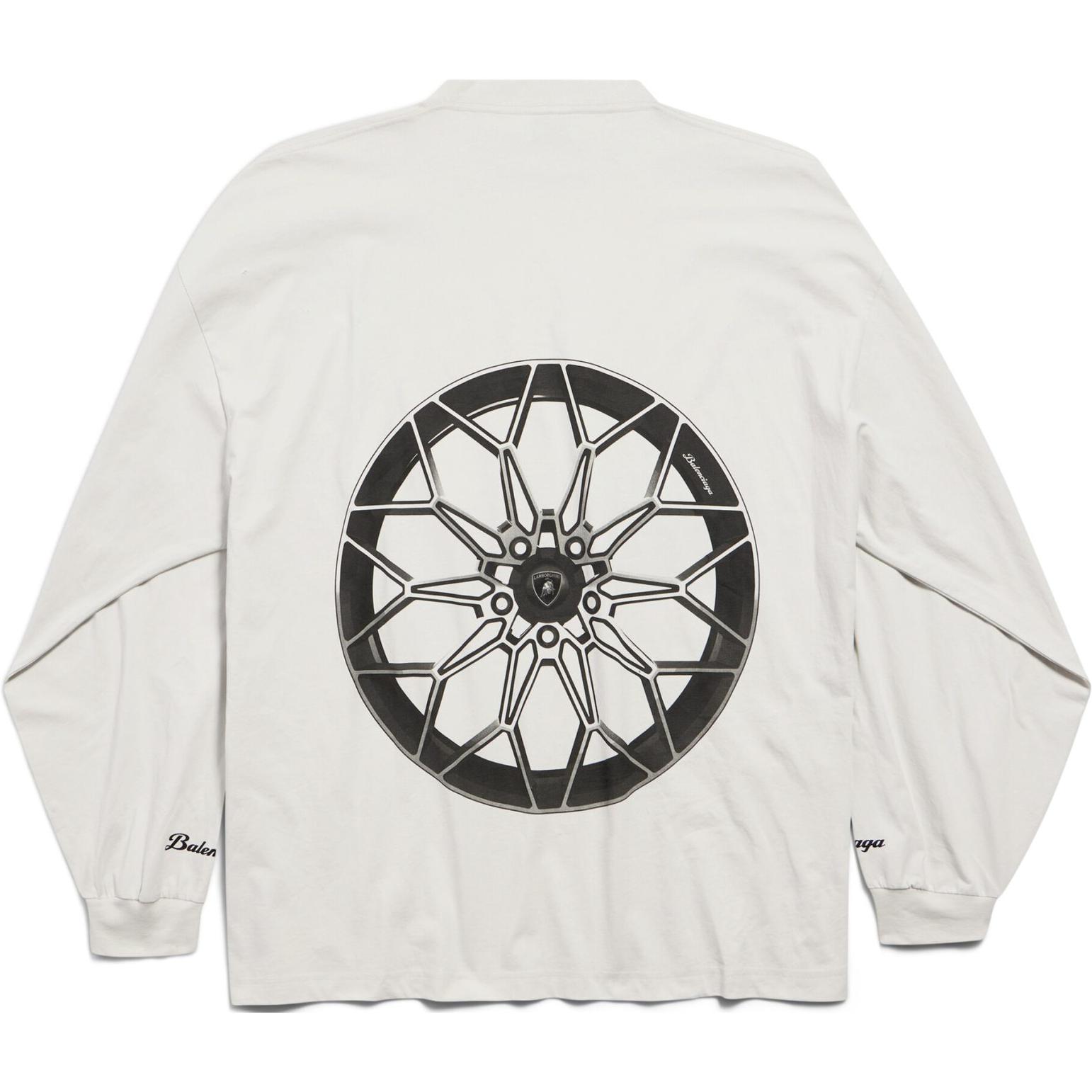 Balenciaga X Automobili Lamborghini T Shirt Loose Fit Unisex Dirty White — фото 3