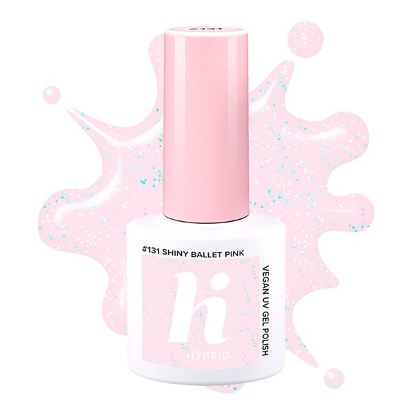 

Полуперманентный лак для ногтей HI HYBRID Vegan UV Gel Polish Glitter, 131 Shiny Ballet Pink
