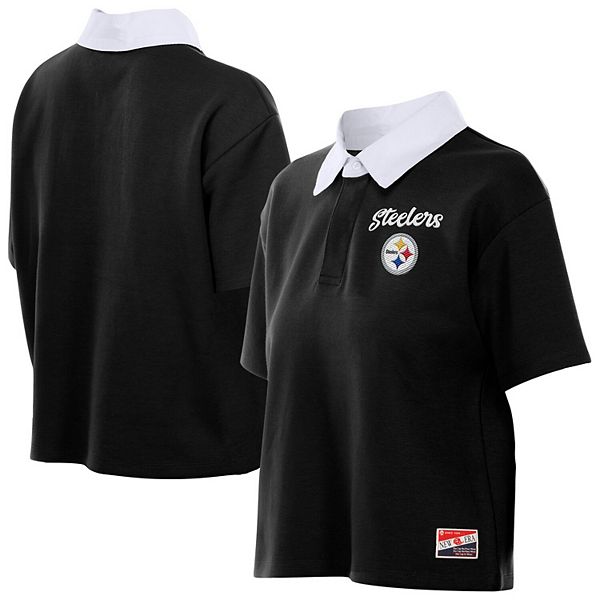 

Женская черная футболка-поло Pittsburgh Steelers в стиле ретро New Era, Черный, Женская черная футболка-поло Pittsburgh Steelers в стиле ретро New Era