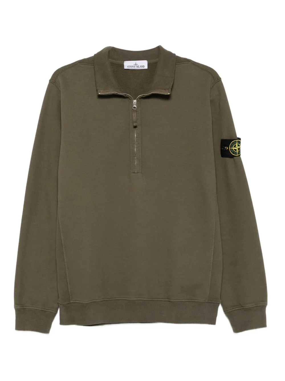 

Свитер 6100028 с воротником на молнии и логотипом Stone Island, зеленый