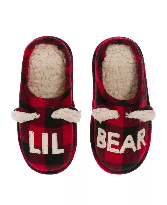 

Детские тапочки-клоги Lil Bear в клетку "Буффало" Dearfoams, красный