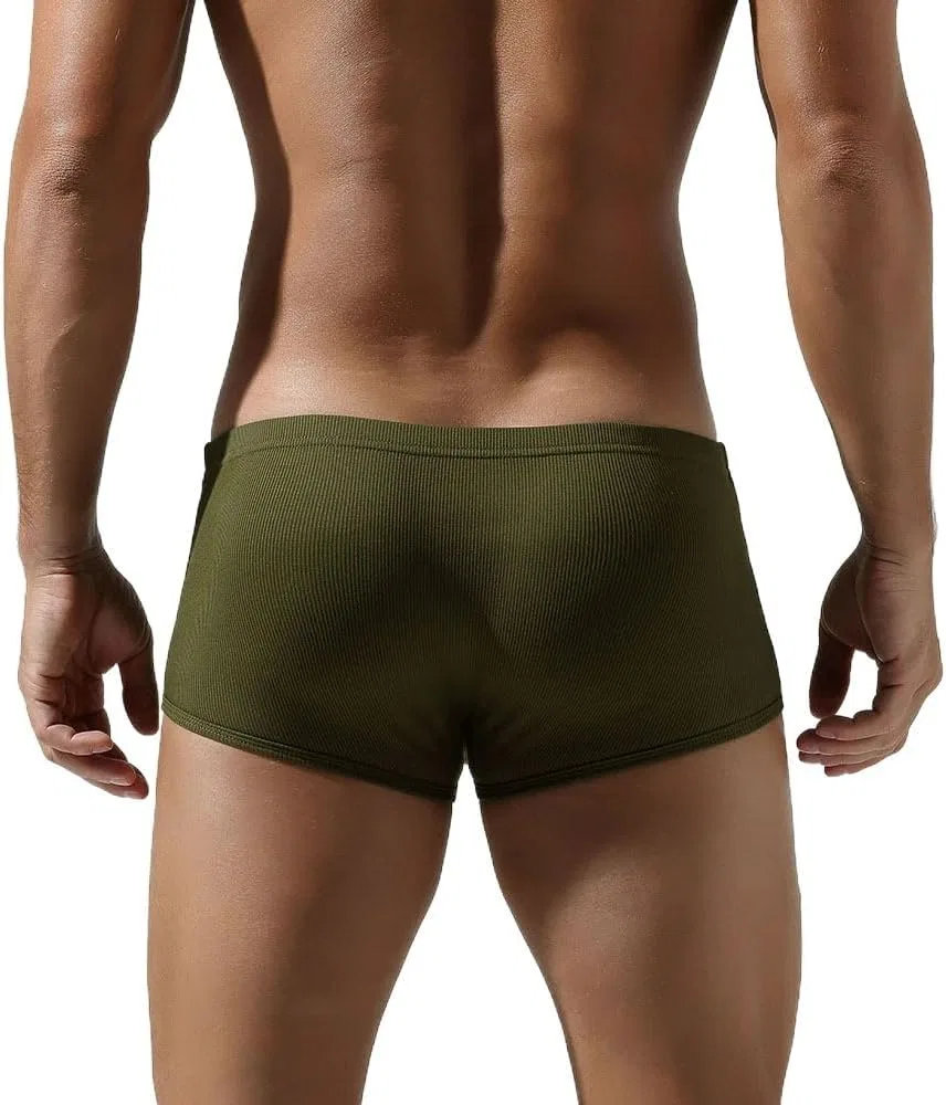 Боксеры бесшовные хлопковые ребристые, Army Green — фото 4