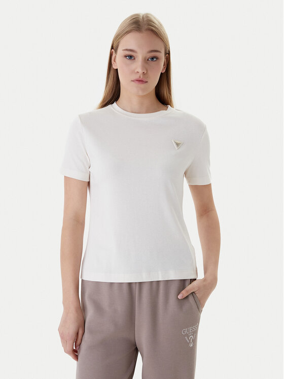 

Футболка regular fit V6RI17 KD741 Guess, экрю, Белый, Футболка regular fit V6RI17 KD741 Guess, экрю