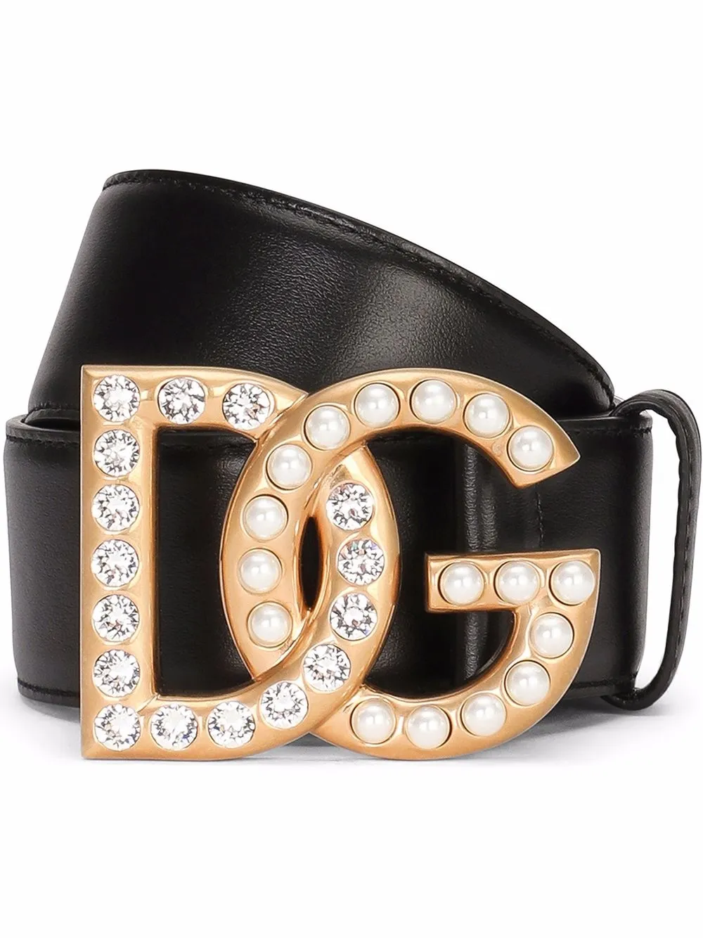 

Ремень со стразами и логотипом DG DOLCE & GABBANA, черный
