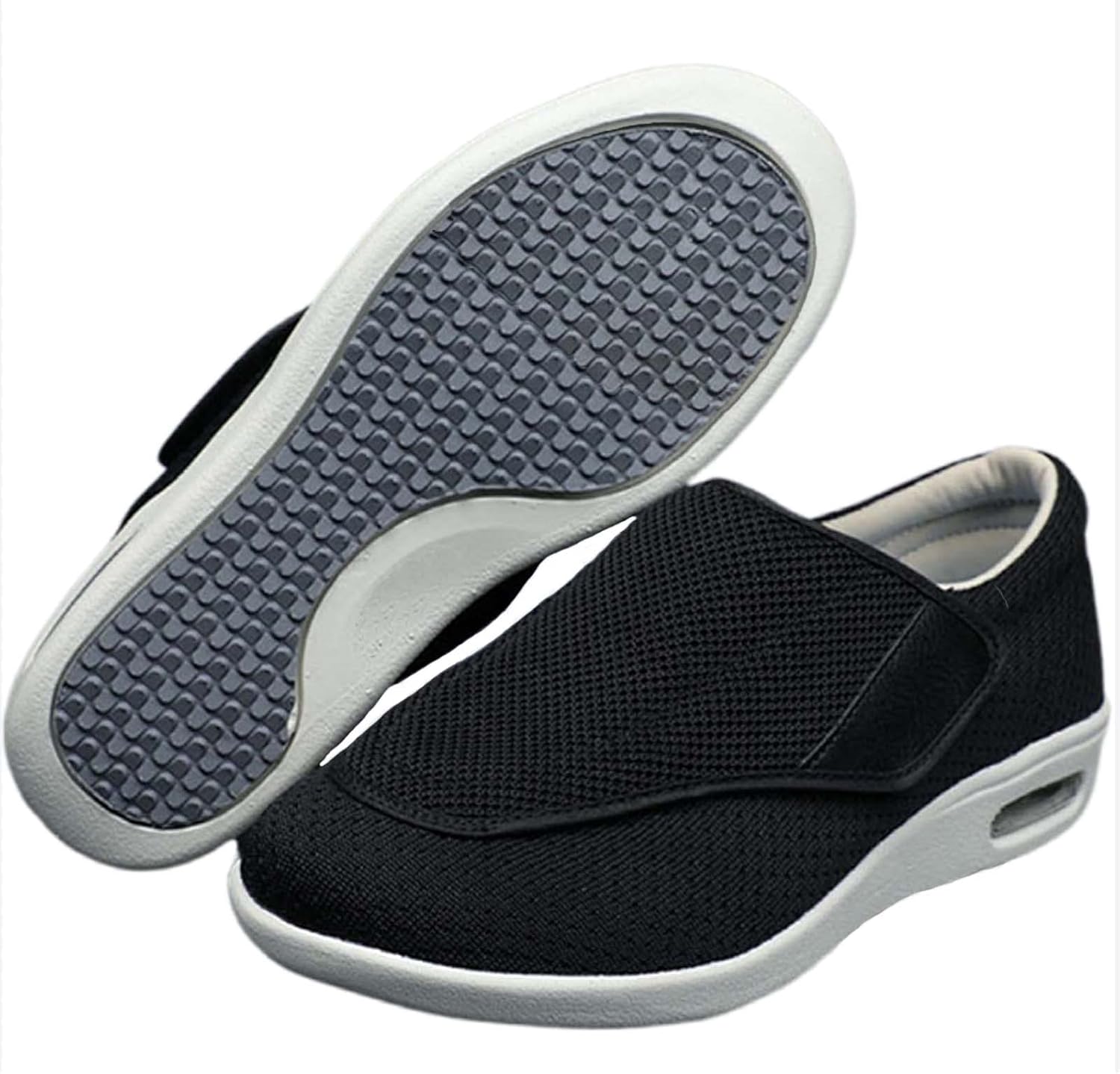 

Мужские кроссовки широкого размера с регулируемой застежкой, легкие, дышащие, для опухших ног, отечности при ходьбе.5 для мужчин / 11.5 для женщин Generic, черный