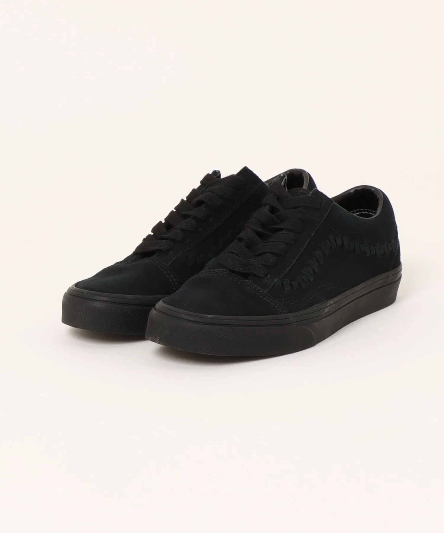 Мужские кроссовки Old Skool из натуральной кожи со боковой полосой Vans черные